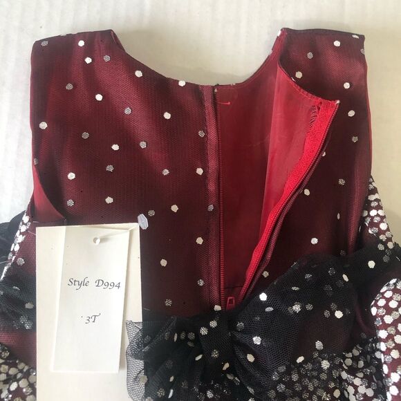 Red Sequin Dress with Velvet Flower Sash Sz 3T Special Occasion Holiday Wedding - Picture 4 of 10